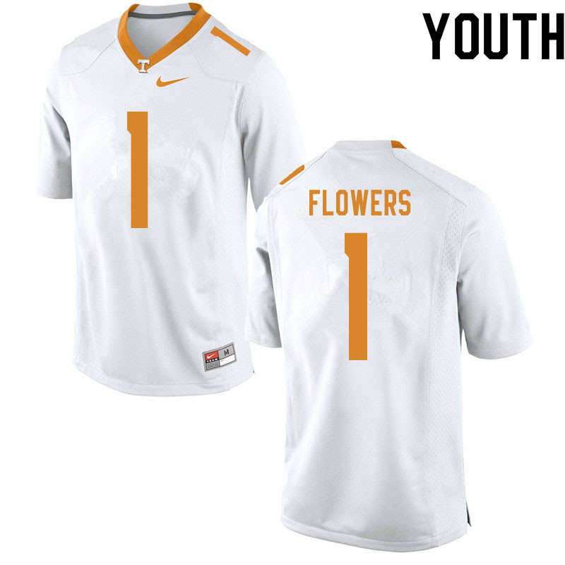Youth #1 Trevon Flowers Tennessee Volunteers College Football Jerseys Sale-White